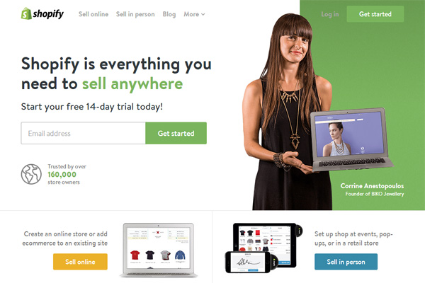 Shopify，一枚簡(jiǎn)潔清新的國外電子商務(wù)平臺(tái)網(wǎng)站(圖1)